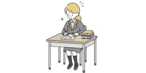 数学の定期試験や共通テスト模試が思うように解けずに焦っている大学受験生のイラスト